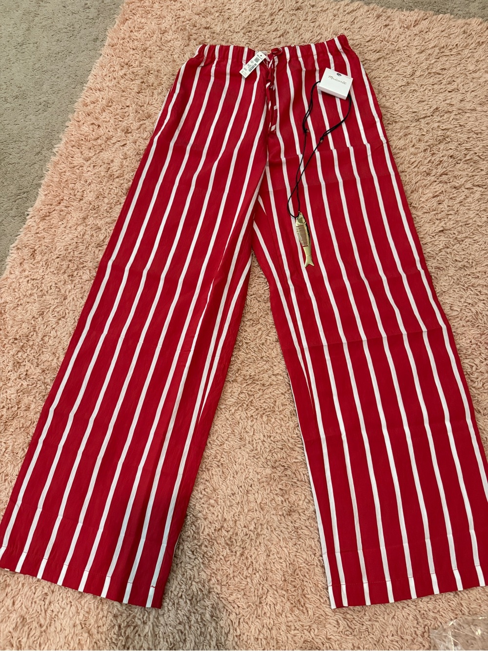 Madewell Red and White Striped Wide-Leg Women’s Bottoms